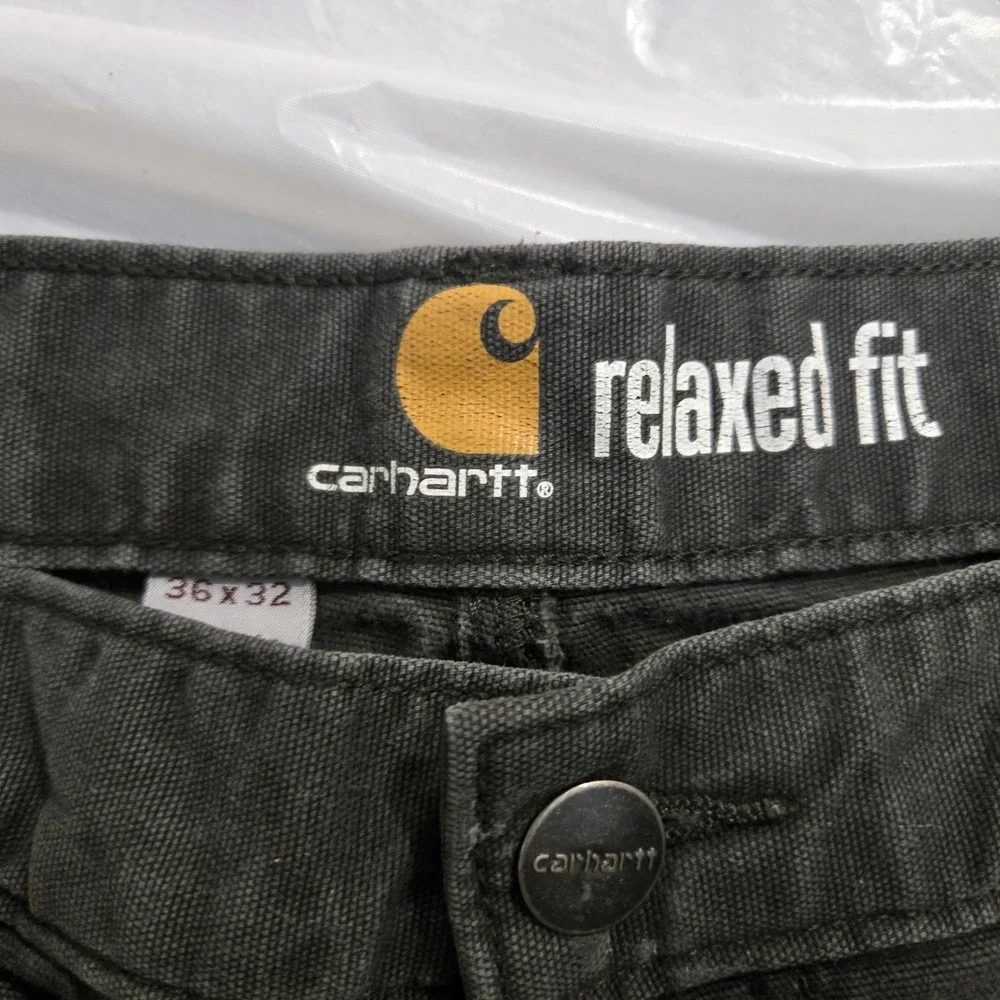 Carhartt Relaxed Fit Carpenter Pants Mens 36x32 Gray Cotton Duck Canvas Utility